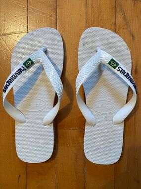 Havaianas Cream Flip Flops with Brazilian Flag
